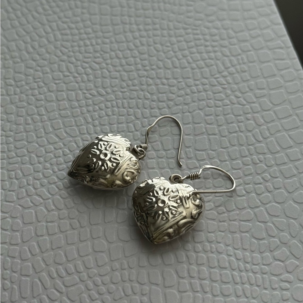 Sterling Silver Dangling Heart Earrings